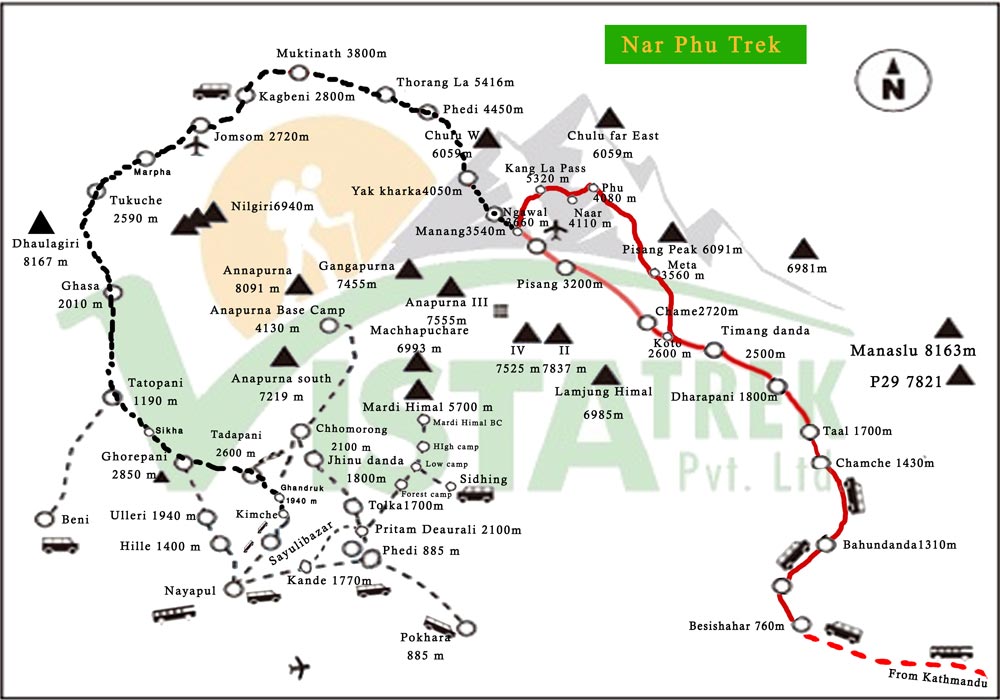 Nar Phu Valley Trek Map